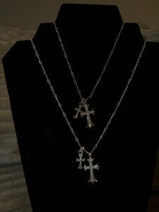 Double Cross Pendant Necklace